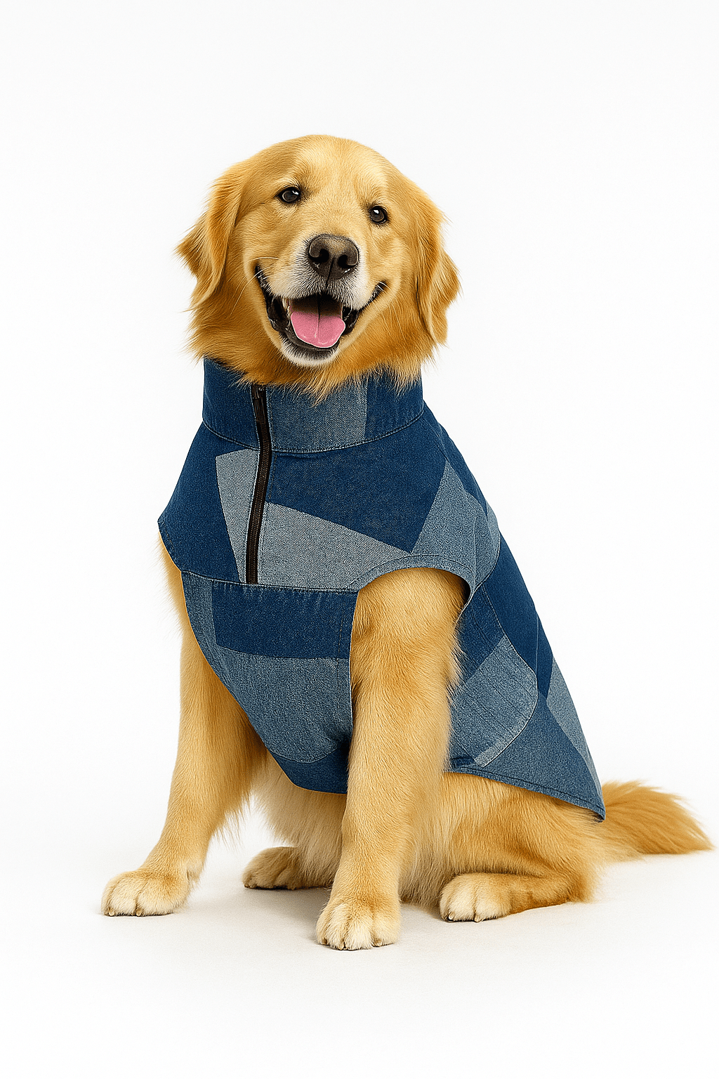 Patchwork Denim Sleeveless Shirt for Large Dogs