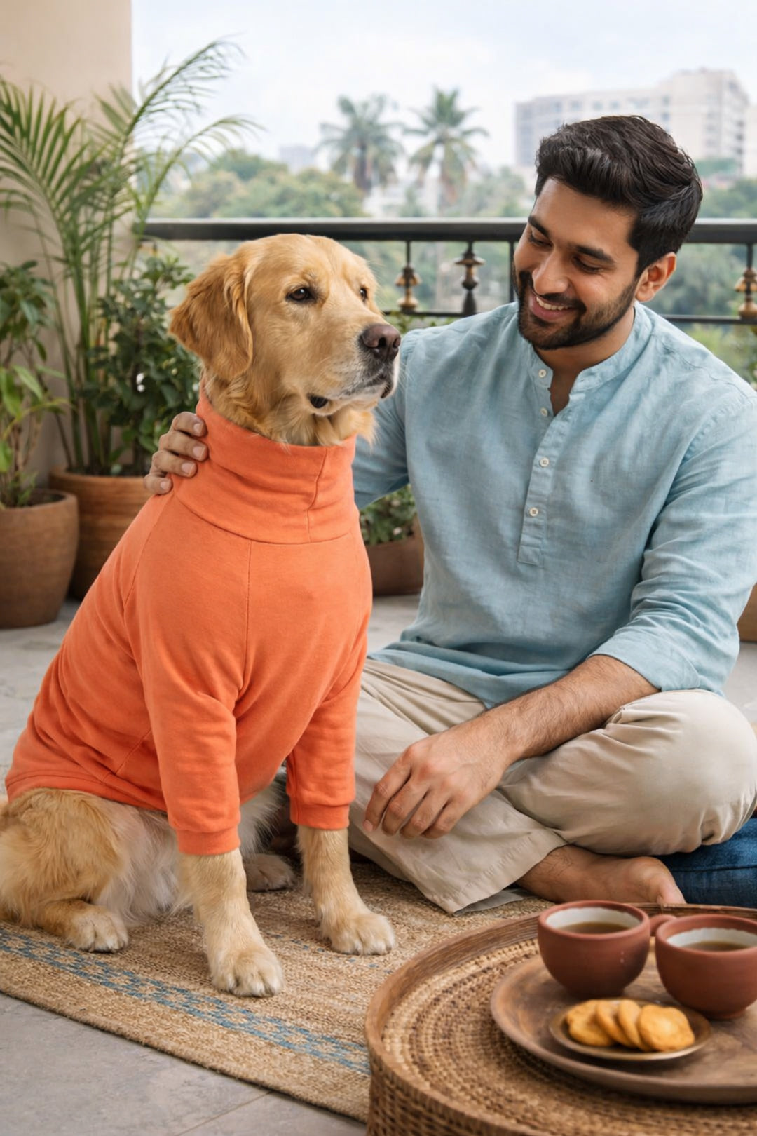Coral Peach Long Neck T-shirt for Dogs and Cats