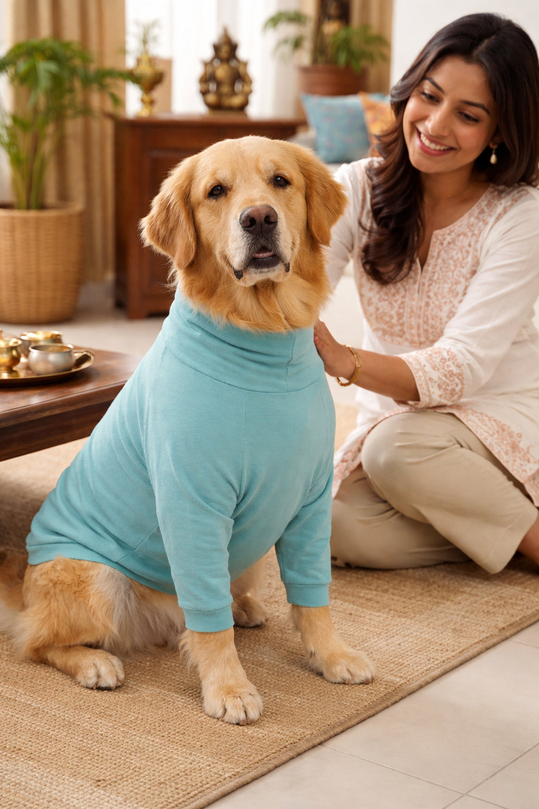 Icy Aqua Long Neck T-shirt for Dogs and Cats