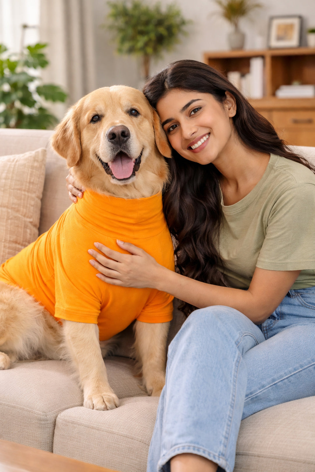 Sunset Orange Long Neck T-shirt for Dogs and Cats