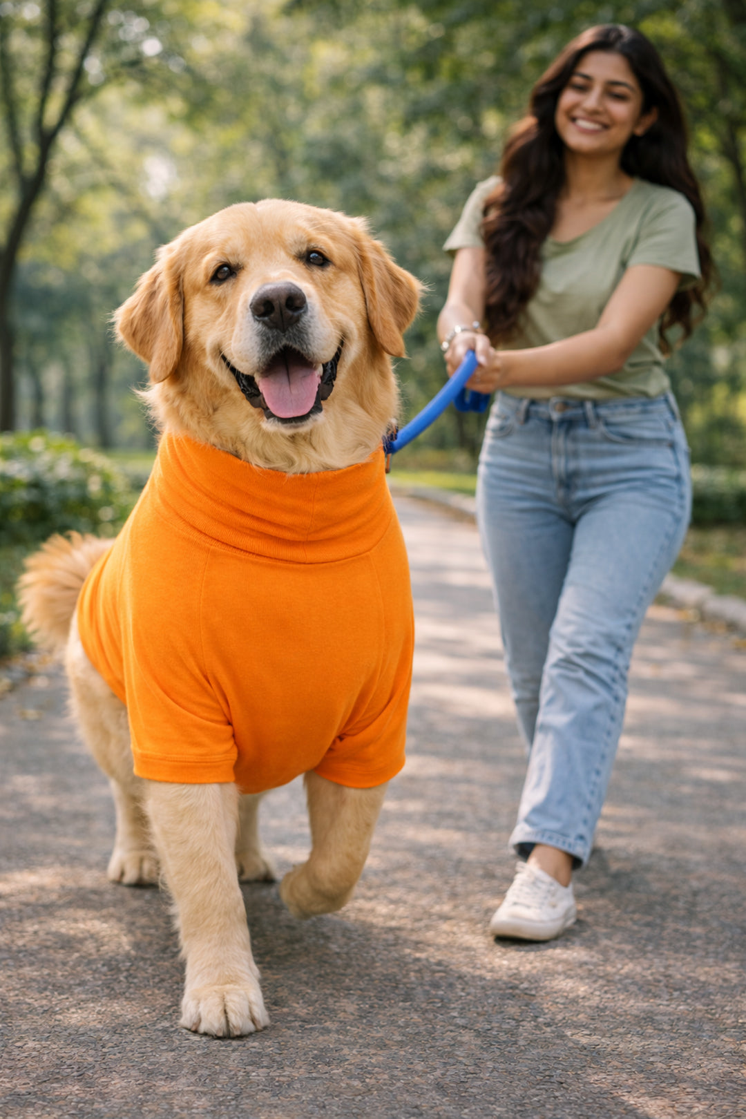 Sunset Orange Long Neck T-shirt for Dogs and Cats